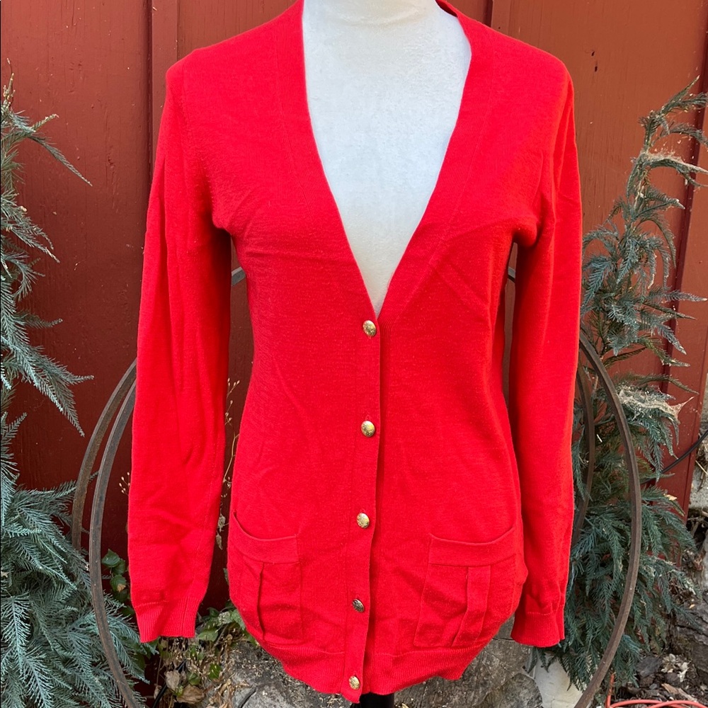 BANANA REPUBLIC Red Button-Up Women's Cardigan